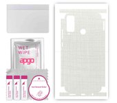 apgo Protective Skin Sticker for the back+sides compatible with Honor Play 4T, Full Wrap Film, Foil, Vinyl - Pattern White Fabric
