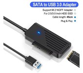 Cable adaptador SATA a USB 3.0, convertidor USB 3.0 2.0 a M.2 NGFF SATA de 5 Gbps, carcasa externa para disco duro SSD HDD de 2,5/3,5 pulgadas para computadora portátil y PC
