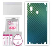 apgo Protective Skin Sticker for the back+sides compatible with Samsung Galaxy A20, Full Wrap Film, Foil, Vinyl - Pattern Carbon Chameleon CAKA1