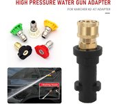Conector de conversión de conexión rápida de 1/4  para pistola de agua de lavado de alta presión de automóviles, accesorios para máquinas de limpieza Karcher K2-K7