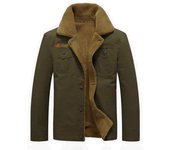 Hombres Chaquetas cálidas de invierno Color sólido Manga completa Engrosamiento Ropa de abrigo Tallas grandes XL caqui