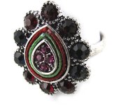 Les Trésors De Lily [N0954] - Anillo rojo de diseño 'Sissi' rojo