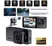 Grabadora de conducción 4K de 3 canales para coche, DVR, cámara de visión delantera y trasera, WIFI, versión nocturna, caja negra Wifi-3 Channel
