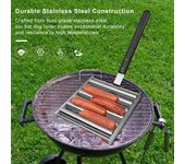 Estante de acero inoxidable para perros con asa, parrilla para salchichas para barbacoa, para una cocción uniforme