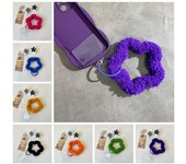 Correa de felpa de estrella de piel, pulsera antipérdida de invierno, anillo colgante de estrella de piel 3D, accesorios para teléfono móvil amarillo