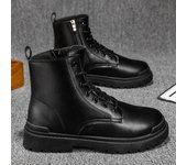 Botines de moda para hombre, zapatos altos informales negros, zapatillas de deporte, nuevas de cuero, botas clásicas con cremallera para motocicleta, 2023 39 negro