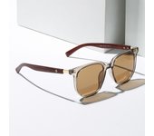 Nuevas gafas de sol de color marrón oscuro para mujer, estilo retro, con patas de madera, gafas de sol redondas, gafas de sol de moda. negro