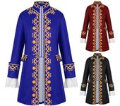 Halloween Hombres Invierno Cálido Vintage Tailcoat Chaqueta Abrigo Outwear Botones Abrigo XXL negro