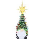Adorno de gnomo de árbol de Navidad, figura de enano de resina iluminada, decoración navideña, adorno para aliviar el estrés para H
