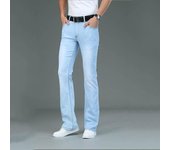 Pantalones vaqueros acampanados ajustados y elásticos para hombre, con corte de bota y pierna acampanada, vaqueros clásicos de diseñador para hombre 30 azul claro