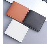 Cartera de moda para hombre, de color liso, estilo corto, de piel sintética, con pinzas para billetes y múltiples ranuras para tarjetas, monederos para hombre negro
