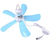 Mini ventilador de techo portátil, silencioso, grande, 220V, mosquitera, ventilador eléctrico azul
