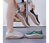 Mocasines sin cordones nuevos de primavera y otoño para mujer, ropa de abrigo, zapatos casuales de cuero con suela gruesa y aumento 35