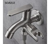 Grifo para lavadora de jardín al aire libre de acero inoxidable 304, grifo de agua multifuncional, grifo de fregona con doble grifo faucet tap