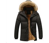 Chaqueta parka con capucha de invierno para hombre, chaqueta acolchada, forro de sombrero, chaqueta acolchada, abrigo con capucha para hombre 6XL negro