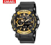 Reloj SMAEL para hombre, relojes deportivos, cronómetro resistente al agua, reloj despertador con luz LED, relojes de pulsera digitales de cuarzo 8048, relojes militares para hombre NO Packaging oro/negro