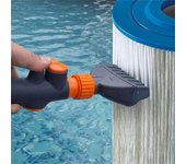 Cepillo de limpieza de filtros Herramienta de fijación de manguera de limpieza de filtros de agua Limpiador de filtros de cartucho para piscinas gris