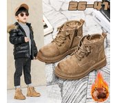 Botas cortas de invierno de terciopelo para niño, botas de algodón cálidas para adolescentes, botas de nieve para niños nuevas con parte inferior de tendón, botas de tubo medio antideslizantes 40 negro