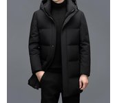 Chaqueta de plumón gruesa de longitud media y larga para hombre, informal, para mediana edad y jóvenes, chaqueta resistente al frío M