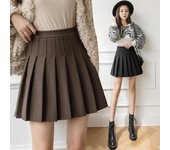 Faldas de mujer de otoño e invierno, Falda plisada de Tweed, Falda corta, falda corta de cintura alta, falda fina de talla grande S negro