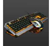 V1 USB con cable ergonómico retroiluminado sensación mecánica juego de teclado y ratón para juegos negro