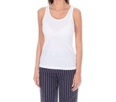 Camiseta de Tirantes y cuello redondo 1487904680 para Mujer L blanco