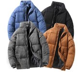 Chaqueta de algodón de gamuza de moda para hombre, abrigo de algodón grueso para otoño e invierno, chaqueta acolchada cálida M azul