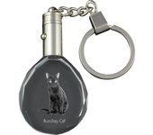 Bombay Cat - Fob with cat photo, crystal key ring in gift box, unique gift by Art-Dog brand transparente