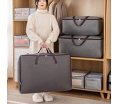 Organizador de almacenamiento de ropa grande de tela Oxford, armario portátil y plegable, cubos de embalaje para armario de viaje, bolsa de edredón, edredón para el hogar S gris claro