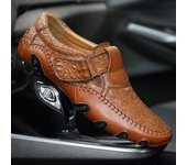 38-47 Nuevos mocasines de piel de cocodrilo para hombre, zapatos de conducción transpirables de gran tamaño para hombre 38 negro