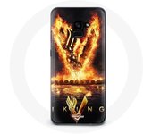 Coque pour Samsung Galaxy A8 Plus Vikings Série Saison 6 logo V Epée de Feu Fond Noir