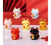 1 pieza de lindo gato de la suerte de dibujos animados, exquisito adorno de resina, pequeño regalo, artesanías, figuras en miniatura para el hogar, adorno de escritorio blanco