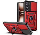 Funda protectora de cámara con soporte de armadura militar para OPPO Reno 12, 11F, 11, 10 Pro, 10, 8T, 8, 7 Pro, 7Z, 6, 6Z, 5, Find X5 Lite, con soporte de anillo y protección a prueba de golpes. For Reno 12 Pro 5G negro