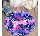 Alfombras de polilla de la muerte para sala de estar, alfombra redonda con calavera gótica, alfombra para suelo, alfombra con mariposa, luna y estrella, alfombra de poliéster 60cm