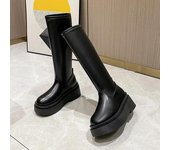 Botas de plataforma elásticas sin cordones de alta calidad para mujer, botas largas negras a la moda para primavera y otoño, zapatos de mujer 35
