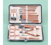 18 unids/set cortaúñas de oro rosa, tijeras profesionales multifunción de acero inoxidable, pinzas cortaúñas, herramientas para el cuidado de las manos de los pies