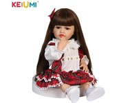 KEIUMI-muñecas de bebé Reborn de princesa, cuerpo de niña, vinilo completo de silicona, resistente al agua, bebé recién nacido, 55 cm, las extremidades pueden girar 55cm marrón