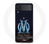 Coque Maniacase pour Samsung Galaxy Z Flip3 OM logo bleu et dorée stade