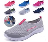 Moda de verano, pareja, zapatos para correr de malla, zapatos deportivos de fondo plano para mujer, zapatos perezosos para hombre, zapatos para caminar 46 gris