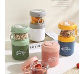 Fiambrera portátil de acero inoxidable, taza para sopa con cuchara, recipientes para alimentos a prueba de fugas, vasos para yogur de avena y desayuno, accesorios de cocina blanco