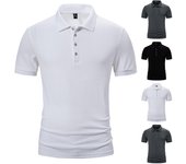 Camisetas casuales de manga corta para hombre Camiseta de solapa transpirable de manga corta de verano para hombre L negro
