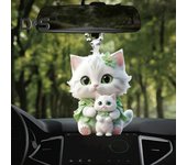 Adorno colgante para coche, árbol de Navidad, colgante con cordón, fácil de colgar, diseño en forma de gato, espejo retrovisor, decoración, accesorios para el interior del coche Cat