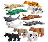 Animales, tiburón, ganado, cocodrilo, dinosaurio, tigre, oso, ciudad, zoológico, piezas, Playmobil, MOC, figuras compatibles, bloques de construcción, ladrillos, mini juguetes
