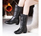 Botas largas de aislamiento grueso para mujer, botas cortas británicas, botas de moto, pelo largo, novedad de 2024 35 negro