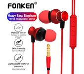 FONKEN Auriculares deportivos intrauditivos con micrófono, auriculares estéreo con graves, auriculares con control por cable, auriculares deportivos impermeables, auriculares de música para Xiaomi iPhone negro
