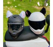 2 pegatinas decorativas con orejas de gato para casco de motocicleta de peluche, casco de motocross, casco integral todoterreno negro