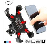 Soporte de teléfono para bicicleta eléctrica giratorio de 360° para iPhone, Xiaomi, soporte antideslizante para bicicleta de montaña, motocicleta y ciclismo negro