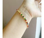 Pulsera de cadena brillante colorida para mujer, pulsera de dijes ajustable minimalista de cristal, joyería para bodas y fiestas