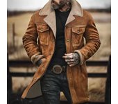 Chaqueta de hombre Otoño Invierno Abrigo de lana Solapa Un solo pecho Chaqueta cortavientos de longitud media Abrigo de gamuza con múltiples bolsillos S negro