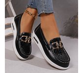 Zapatos casuales de plataforma con cuña para mujer, mocasines cómodos de diseñador para caminar, zapatillas de moda sin cordones para primavera y otoño 42 negro